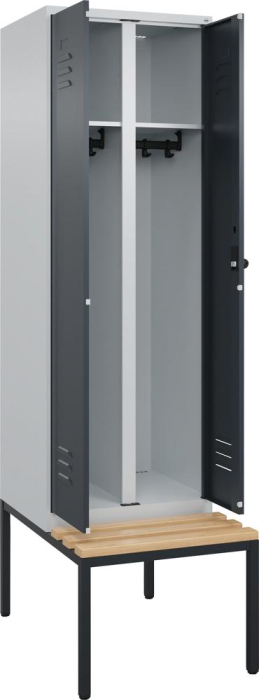 S/W-Gard.-Schrank CLASSIC
B600xT500xH2120 mm
RAL 7035/7016, 2 Abteile - Detail 1