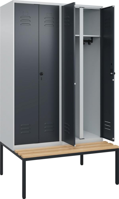 S/W-Gard.-Schrank CLASSIC
B1200xT500xH2120 mm
RAL 7035/7016, 4 Abteile - Detail 1