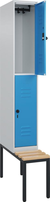 Doppelst. Schrank CLASSIC
B300xT500xH2120 mm
RAL 7035/5012, 1x2Abteile - Detail 1