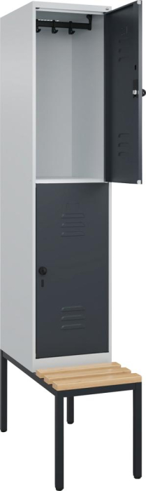Doppelst. Schrank CLASSIC
B400xT500xH2120 mm
RAL 7035/7016, 1x2Abteile - Detail 1