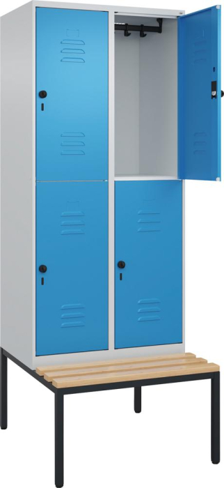 Doppelst. Schrank CLASSIC
B800xT500xH2120 mm
RAL 7035/5012, 2x2Abteile - Detail 1