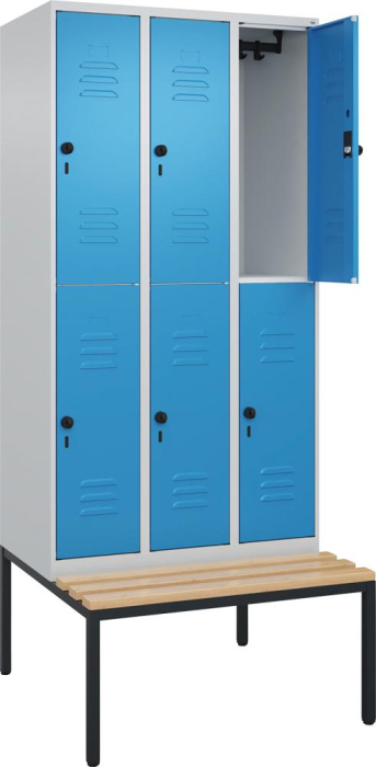 Doppelst. Schrank CLASSIC
B900xT500xH2120 mm
RAL 7035/5012, 3x2Abteile - Detail 1
