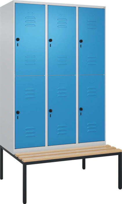 Doppelst. Schrank CLASSIC
B1200xT500xH2120 mm
RAL 7035/5012, 3x2Abteile - Detail 1