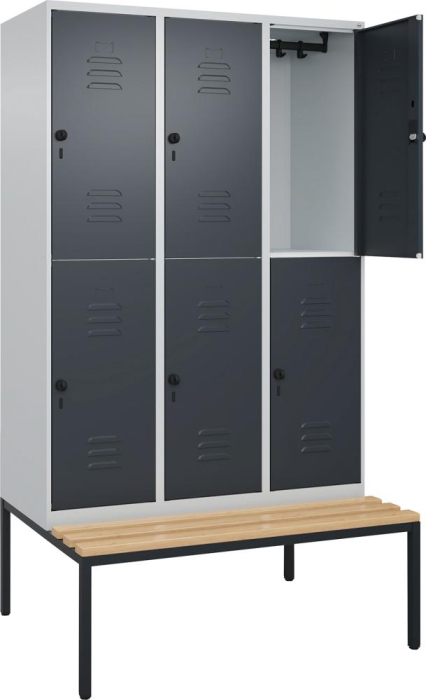 Doppelst. Schrank CLASSIC
B1200xT500xH2120 mm
RAL 7035/7016, 3x2Abteile - Detail 1