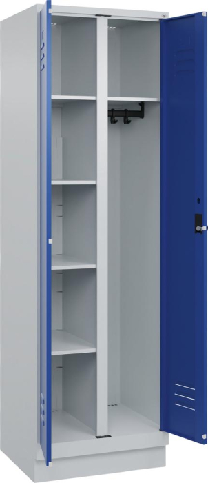 Wä.-Gard.-Schrank CLASSIC
B600xT500xH1950 mm
RAL 7035/5010, 2 Abteile - Detail 1