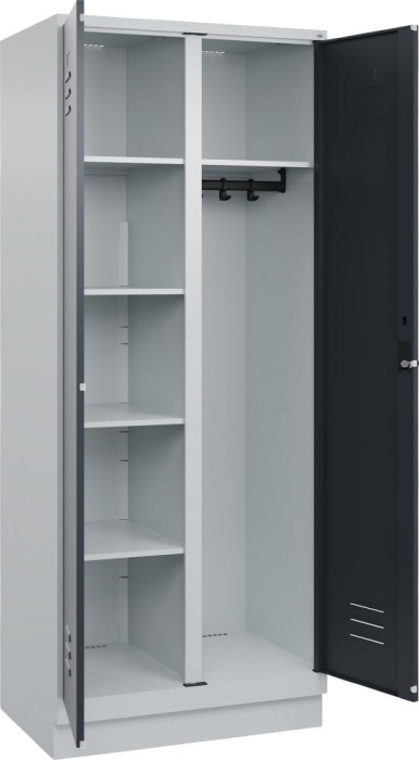 Wä.-Gard.-Schrank CLASSIC
B800xT500xH1950 mm
RAL 7035/7016, 2 Abteile - Detail 1