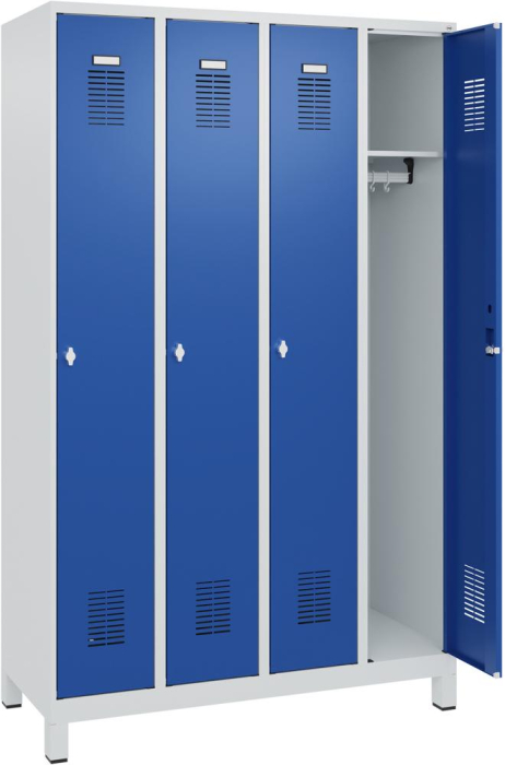 FORMAT Garderobenschrank
B1200xT500xH1950 mm
RAL 7035/5010, 4 Abteile - Detail 1