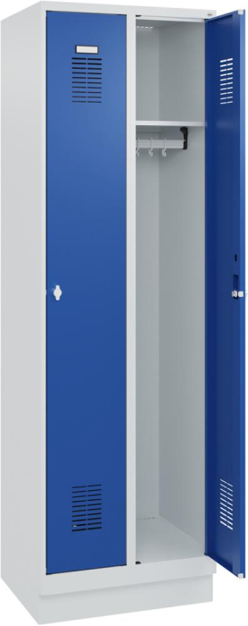 FORMAT Garderobenschrank
B600xT500xH1950 mm
RAL 7035/5010, 2 Abteile - Detail 1