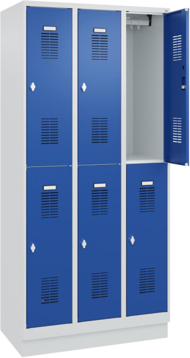 FORMAT Garderobenschrank
B900xT500xH1950 mm
RAL7035/5010, 3x2 Abteile - Detail 1