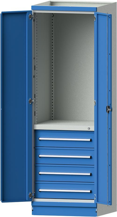 Modulschrank Modell 2409
B715xT720xH2200mm
RAL 7035/5012 mit Türen - Detail 1