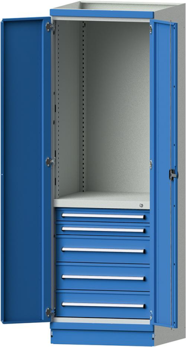 Modulschrank Modell 2410
B715xT720xH2200mm
RAL 7035/5012 mit Türen - Detail 1