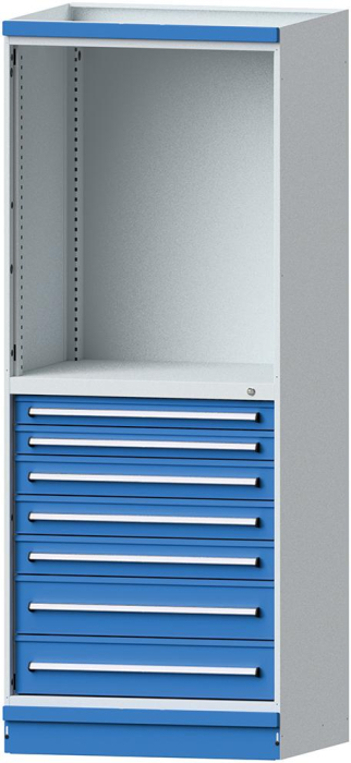 Modulschrank Modell 3005
B865xT720xH2200mm
RAL 7035/5012 - Detail 1