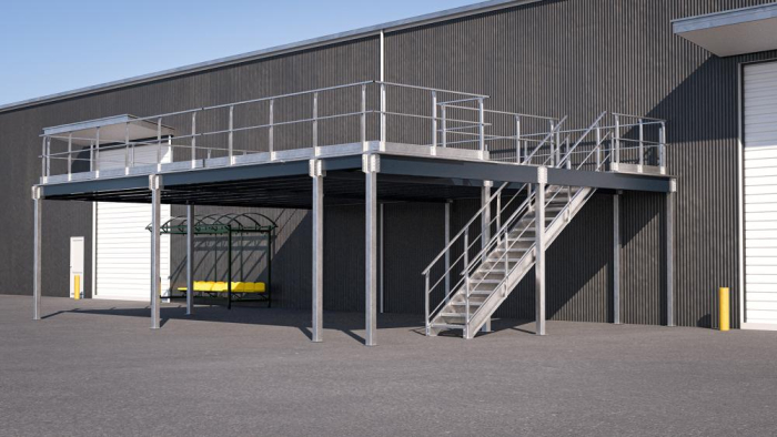 Lagerbühne Mezzastair
B4000 x T4000 x H3000mm
Traglast 350kg/m2 - Detail 1