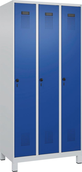 Garderobenschrank EVOLO
mit 100 mm hohen Füßen
RAL 7035/5010, 3 Abteile - Detail 1