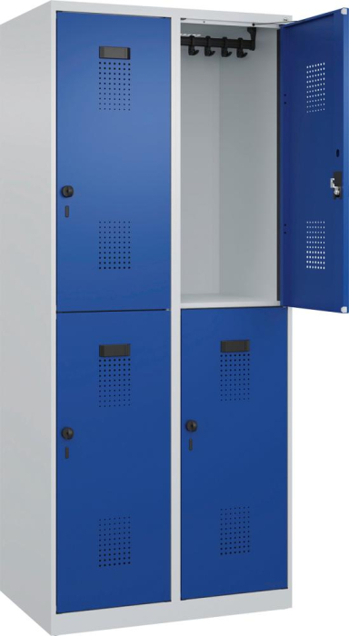 Doppelst. Schrank EVOLO
bodenstehend
RAL7035/5010, 2x2Abteile - Detail 1