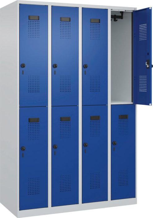 Doppelst. Schrank EVOLO
bodenstehend
RAL7035/5010, 4x2Abteile - Detail 1