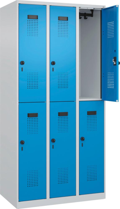 Doppelst. Schrank EVOLO
bodenstehend
RAL7035/5012, 3x2Abteile - Detail 1