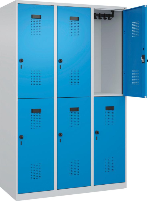 Doppelst. Schrank EVOLO
bodenstehend
RAL7035/5012, 3x2Abteile - Detail 1