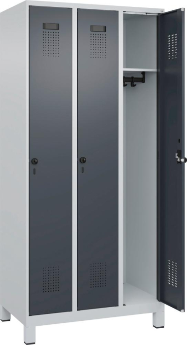 Garderobenschrank EVOLO
mit 100 mm hohen Füßen
RAL 7035/7016, 3 Abteile - Detail 1