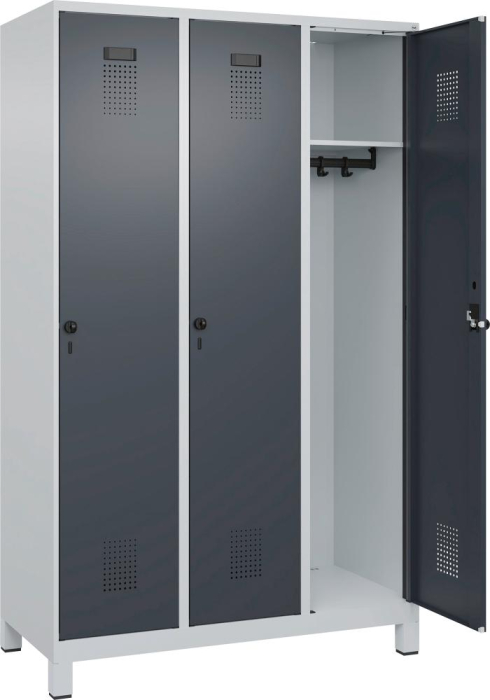 Garderobenschrank EVOLO
mit 100 mm hohen Füßen
RAL 7035/7016, 3 Abteile - Detail 1