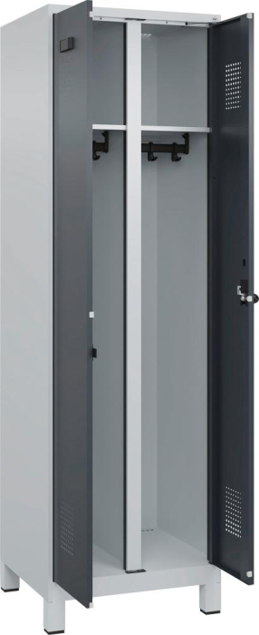 S/W-Gard.-Schrank EVOLO
mit 100 mm hohen Füßen
RAL 7035/7016, 2 Abteile - Detail 1