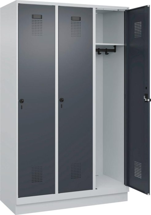 Garderobenschrank EVOLO
mit 100 mm hohem Sockel
RAL 7035/7016, 3 Abteile - Detail 1