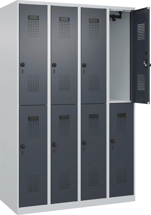 Doppelst. Schrank EVOLO
bodenstehend
RAL7035/7016, 4x2Abteile - Detail 1