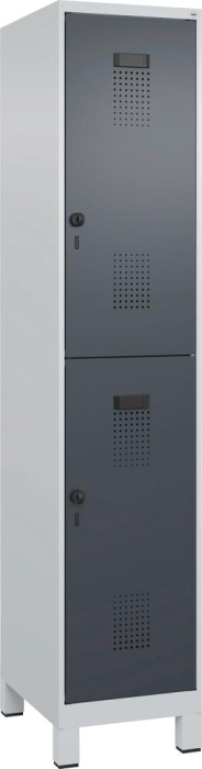 Doppelst. Schrank EVOLO
mit 100 mm hohen Füßen
RAL7035/7016, 1x2Abteile - Detail 1