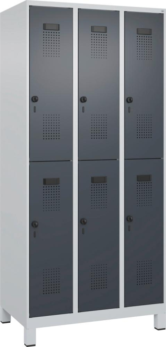 Doppelst. Schrank EVOLO
mit 100 mm hohen Füßen
RAL7035/7016, 3x2Abteile - Detail 1