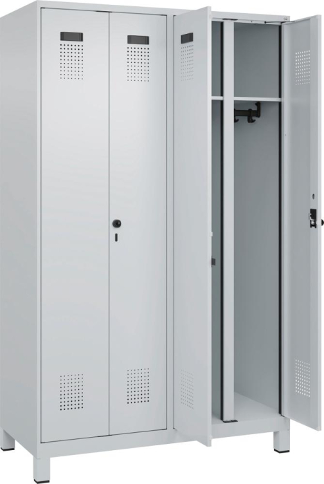 S/W-Gard.-Schrank EVOLO
mit 100 mm hohen Füßen
RAL 7035/7035, 4 Abteile - Detail 1