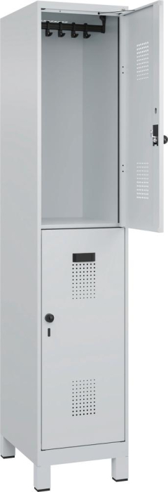 Doppelst. Schrank EVOLO
mit 100 mm hohen Füßen
RAL7035/7035, 1x2Abteile - Detail 1