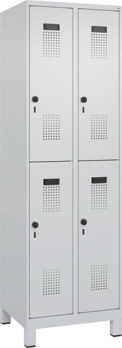 Doppelst. Schrank EVOLO
mit 100 mm hohen Füßen
RAL7035/7035, 2x2Abteile - Detail 1