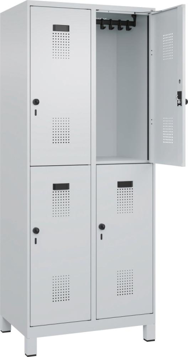 Doppelst. Schrank EVOLO
mit 100 mm hohen Füßen
RAL7035/7035, 2x2Abteile - Detail 1
