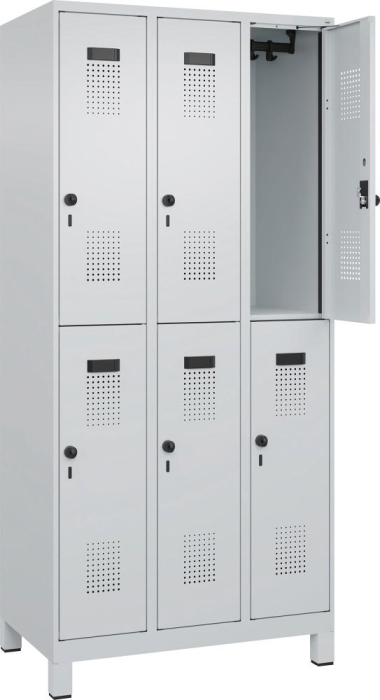 Doppelst. Schrank EVOLO
mit 100 mm hohen Füßen
RAL7035/7035, 3x2Abteile - Detail 1