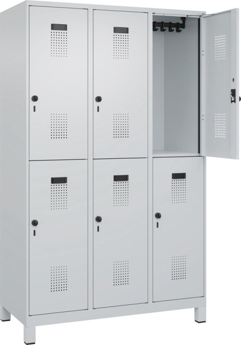 Doppelst. Schrank EVOLO
mit 100 mm hohen Füßen
RAL7035/7035, 3x2Abteile - Detail 1