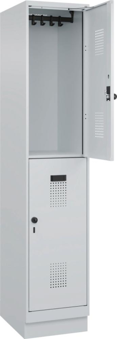 Doppelst. Schrank EVOLO
mit 100 mm hohem Sockel
RAL7035/7035, 1x2Abteile - Detail 1