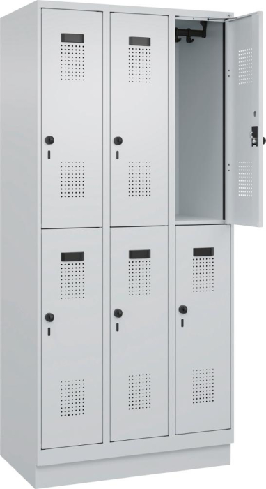 Doppelst. Schrank EVOLO
mit 100 mm hohem Sockel
RAL7035/7035, 3x2Abteile - Detail 1