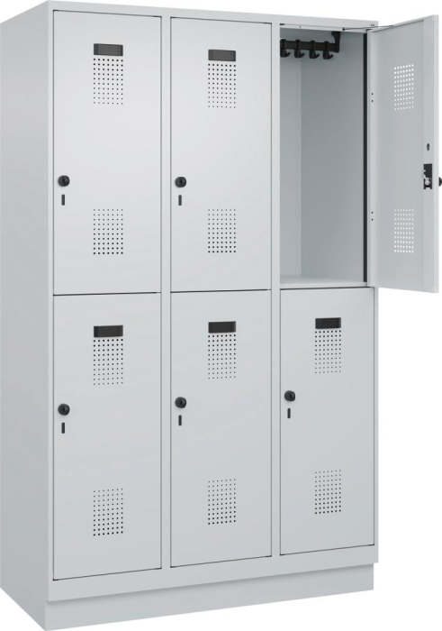 Doppelst. Schrank EVOLO
mit 100 mm hohem Sockel
RAL7035/7035, 3x2Abteile - Detail 1