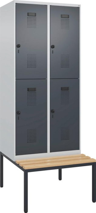 Doppelst. Schrank EVOLO
mit untergeb. Sitzbank
RAL7035/7016, 2x2Abteile - Detail 1
