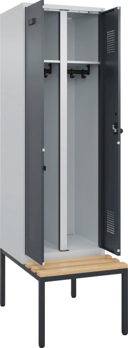 S/W-Gard.-Schrank EVOLO
mit untergeb. Sitzbank
RAL 7035/7016, 2 Abteile - Detail 1