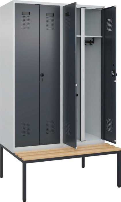 S/W-Gard.-Schrank EVOLO
mit untergeb. Sitzbank
RAL 7035/7016, 4 Abteile - Detail 1