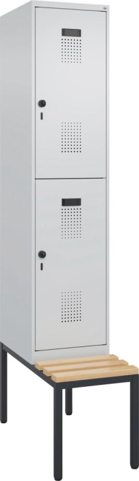 Doppelst. Schrank EVOLO
mit untergeb. Sitzbank
RAL7035/7035, 1x2Abteile - Detail 1