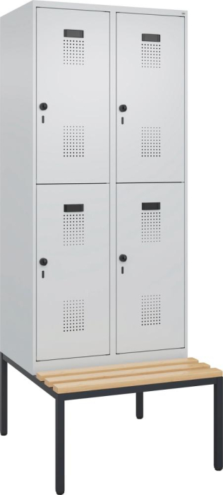 Doppelst. Schrank EVOLO
mit untergeb. Sitzbank
RAL7035/7035, 2x2Abteile - Detail 1