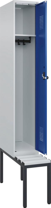 Garderobenschrank EVOLO
mit U.-Bank, KST-Leisten
RAL 7035/5010, 1 Abteil - Detail 1