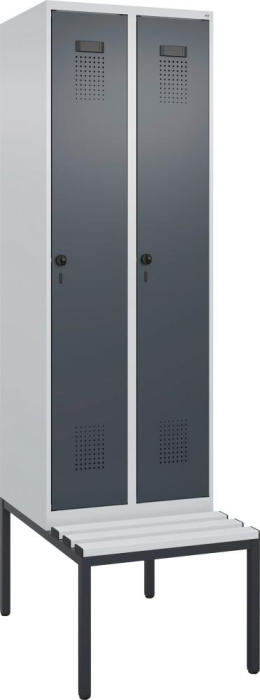 Garderobenschrank EVOLO
mit U.-Bank, KST-Leisten
RAL 7035/7016, 2 Abteile - Detail 1