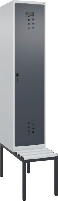 Garderobenschrank EVOLO
mit U.-Bank, KST-Leisten
RAL 7035/7016, 1 Abteil - Detail 1