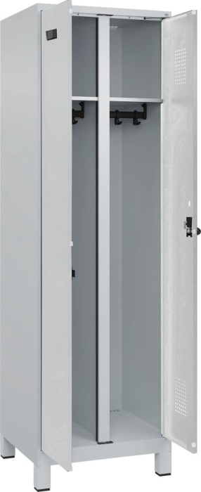 S/W-Gard.-Schrank EVOLO
mit 100 mm hohen Füßen
RAL 7035/7035, 2 Abteile - Detail 1
