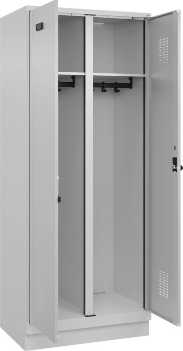 S/W-Gard.-Schrank EVOLO
mit 100 mm hohem Sockel
RAL 7035/7035, 2 Abteile - Detail 1