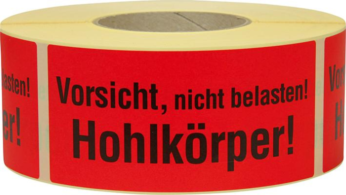 Hinweis Etiketten
Vorsicht Hohlkörper
1.000 Stk/Rolle - Detail 1