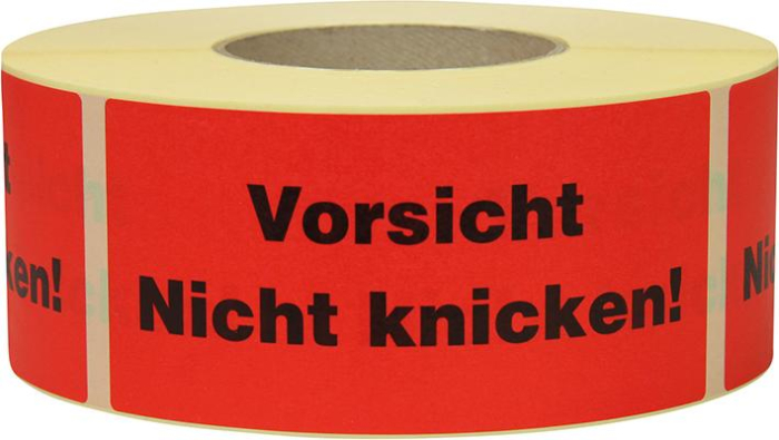 Hinweis Etiketten
Vorsicht Nicht knicken
1.000 Stk/Rolle - Detail 1
